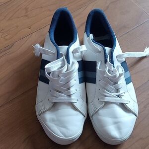 White shoes with Blue stripes by H and M Men's size 6.5